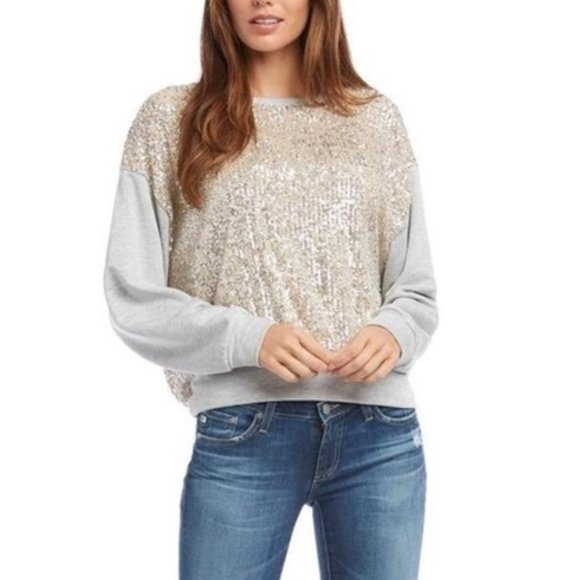 Fifteen Twenty Tops - Fifteen Twenty Sequin Sweatshirt Size Medium